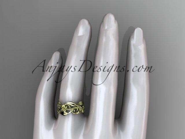 14kt yellow gold leaf and vine, butterfly wedding ring,wedding band ADLR346G - AnjaysDesigns