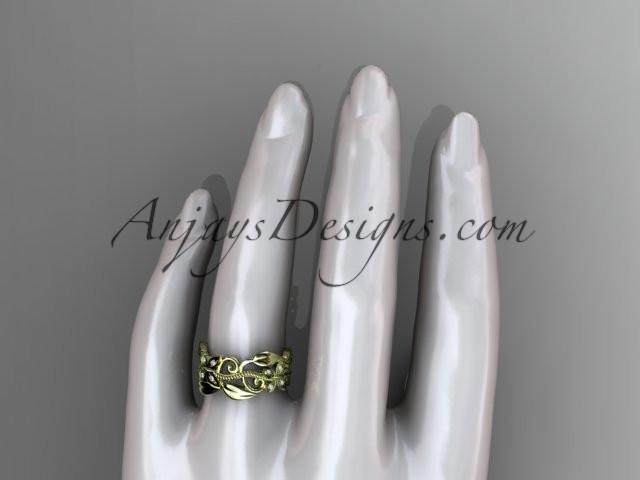 14kt yellow gold leaf and vine, butterfly wedding ring,wedding band ADLR346B - AnjaysDesigns