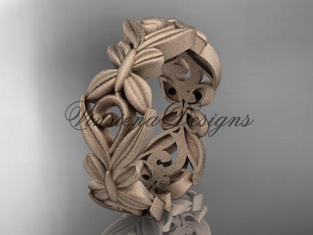 14kt rose gold leaf and vine, flower wedding ring, wedding band ADLR348G