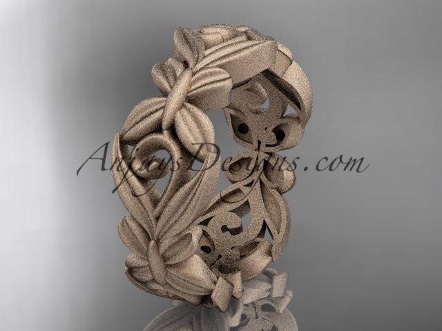 14kt rose gold matte finish leaf and vine, butterfly wedding ring,wedding band ADLR348G - AnjaysDesigns