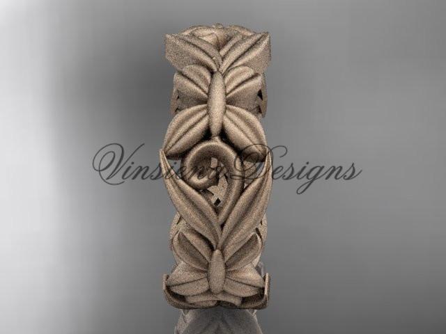 14kt rose gold leaf and vine, flower wedding ring, wedding band ADLR348G