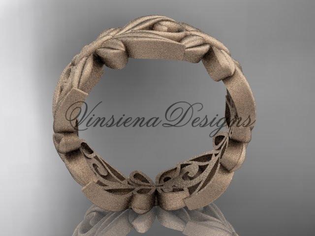 14kt rose gold leaf and vine, flower wedding ring, wedding band ADLR348G