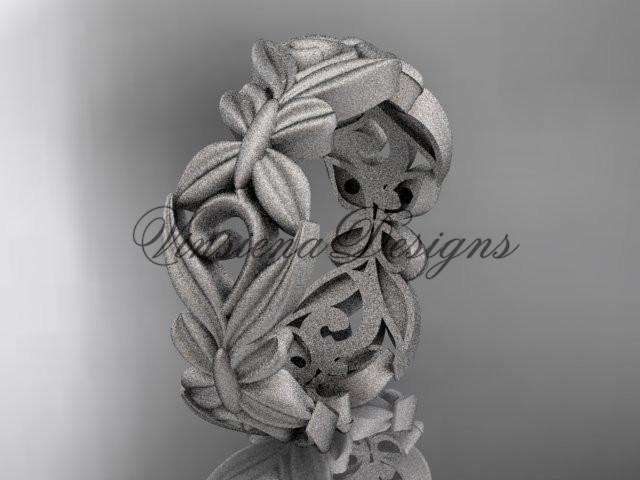 Platinum leaf and vine, flower wedding ring, wedding band ADLR348G
