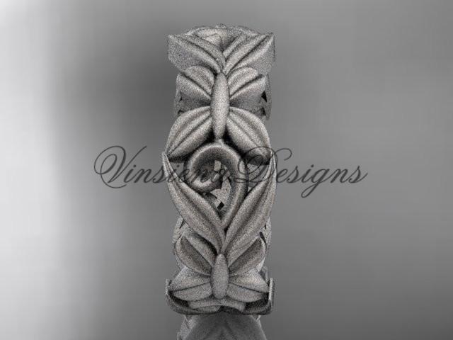 Platinum leaf and vine, flower wedding ring, wedding band ADLR348G
