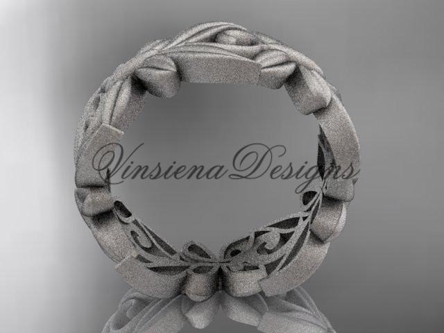 Platinum leaf and vine, flower wedding ring, wedding band ADLR348G