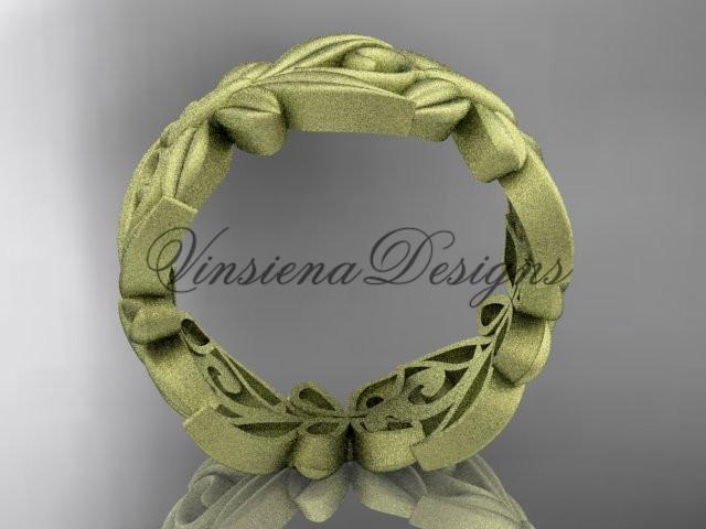 14kt yellow gold leaf and vine, flower wedding ring, wedding band ADLR348G