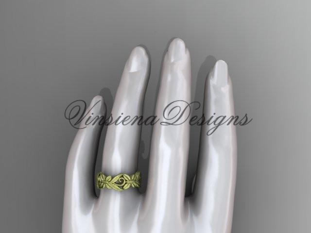 14kt yellow gold leaf and vine, flower wedding ring, wedding band ADLR348G