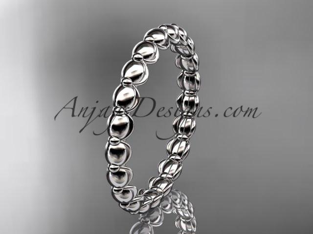14k white gold wedding ring, engagement ring, wedding band ADLR34B - AnjaysDesigns