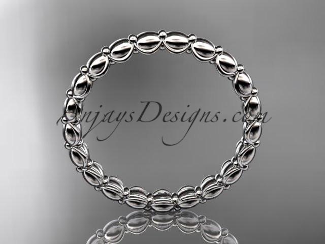 14k white gold wedding ring, engagement ring, wedding band ADLR34B - AnjaysDesigns