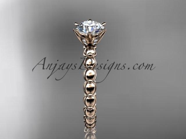 14k rose gold diamond vine and leaf wedding ring, engagement ring with "Forever One" Moissanite center stone ADLR34 - AnjaysDesigns