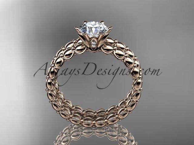 14k rose gold diamond wedding ring, engagement set with a "Forever One" Moissanite ADLR34S - AnjaysDesigns