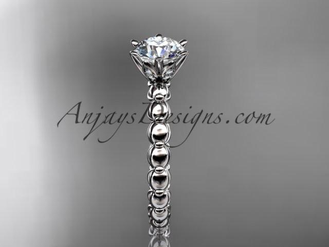 14k white gold diamond vine and leaf wedding ring, engagement ring with "Forever One" Moissanite center stone ADLR34 - AnjaysDesigns