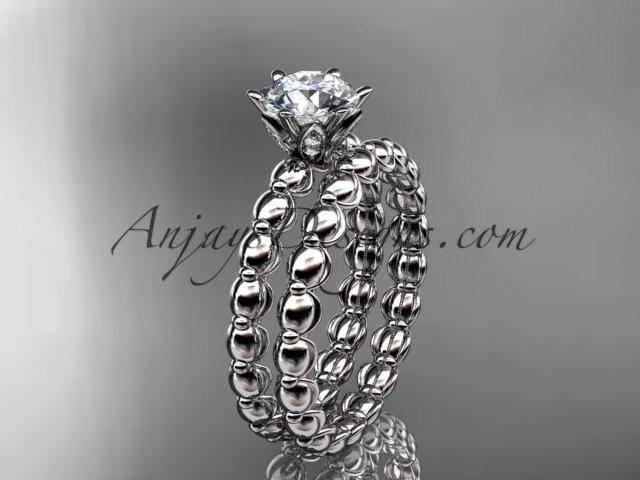 platinum diamond wedding ring, engagement set ADLR34S - AnjaysDesigns
