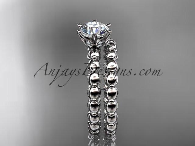 14k white gold diamond wedding ring, engagement set ADLR34S - AnjaysDesigns