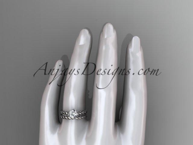 14k white gold diamond wedding ring, engagement set ADLR34S - AnjaysDesigns