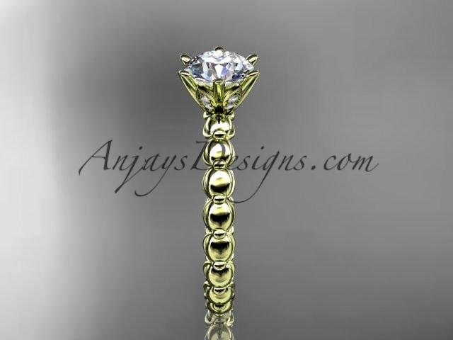 14k yellow gold diamond vine and leaf wedding ring, engagement ring with "Forever One" Moissanite center stone ADLR34 - AnjaysDesigns