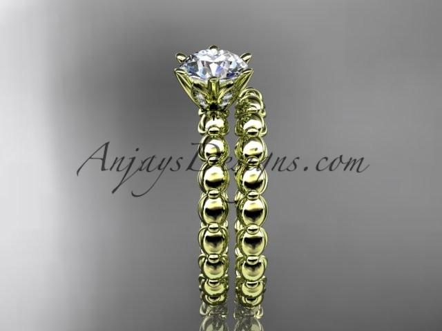 14k yellow gold diamond wedding ring, engagement set ADLR34S - AnjaysDesigns