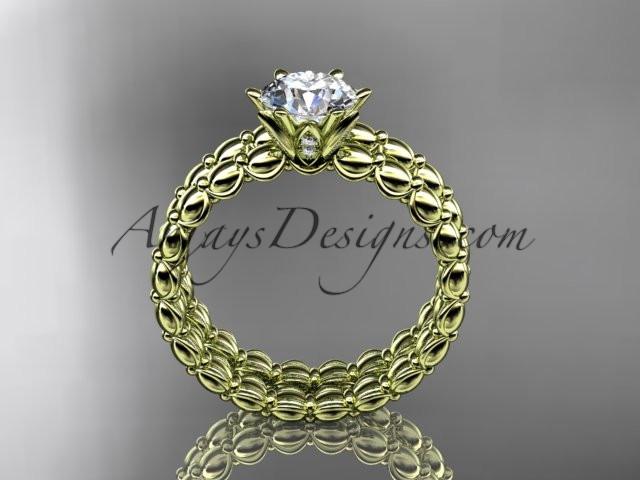 14k yellow gold diamond wedding ring, engagement set ADLR34S - AnjaysDesigns