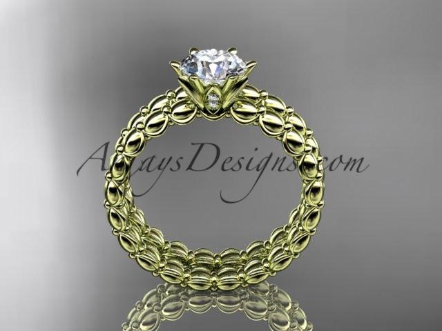 14k yellow gold diamond wedding ring, engagement set with a "Forever One" Moissanite ADLR34S - AnjaysDesigns