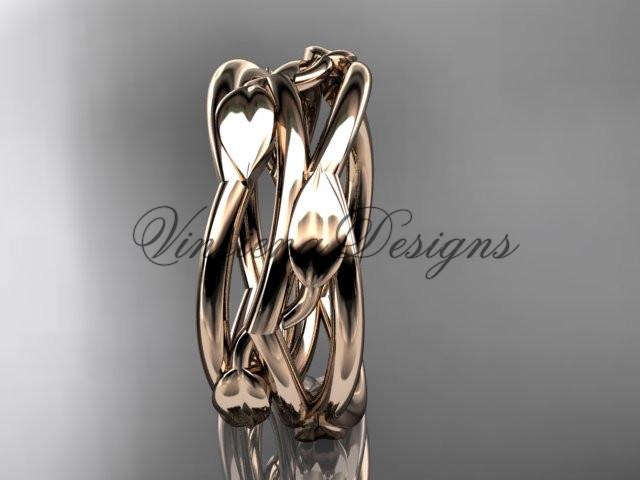 14kt rose gold leaf and vine, flower wedding ring, wedding band ADLR350G