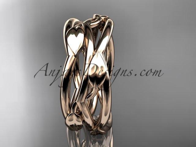 14kt rose gold leaf and vine wedding ring,wedding band ADLR350G - AnjaysDesigns
