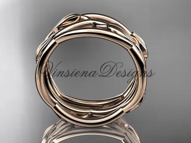 14kt rose gold leaf and vine, flower wedding ring, wedding band ADLR350G