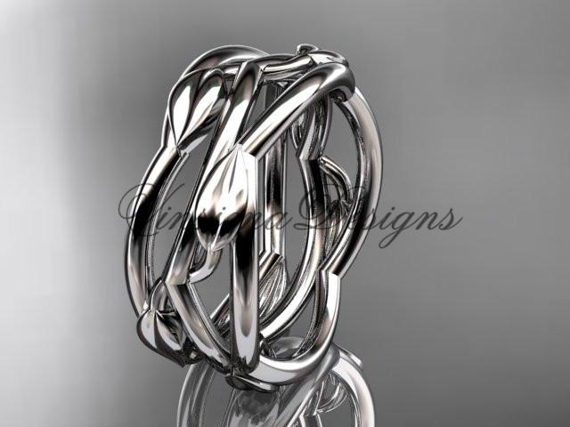 Platinum leaf and vine, flower wedding ring, wedding band ADLR350G