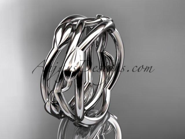 platinum leaf and vine wedding ring,wedding band ADLR350G - AnjaysDesigns