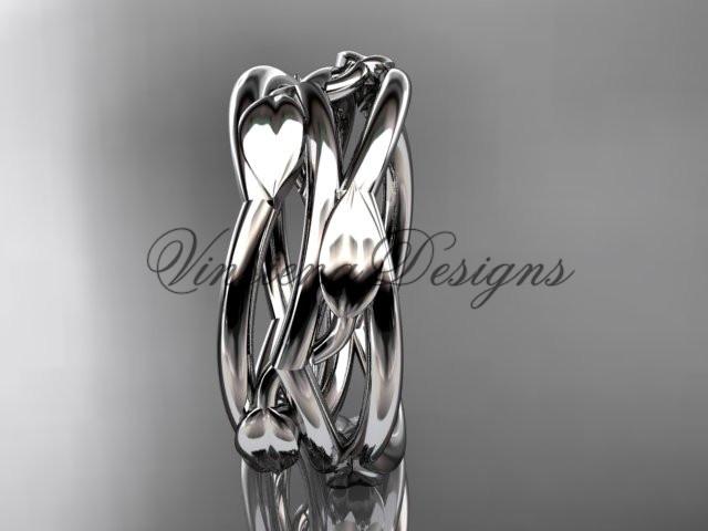 14kt white gold leaf and vine, flower wedding ring, wedding band ADLR350G