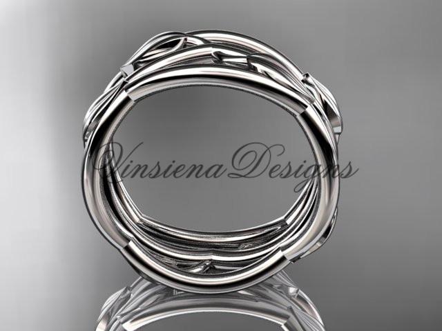 14kt white gold leaf and vine, flower wedding ring, wedding band ADLR350G