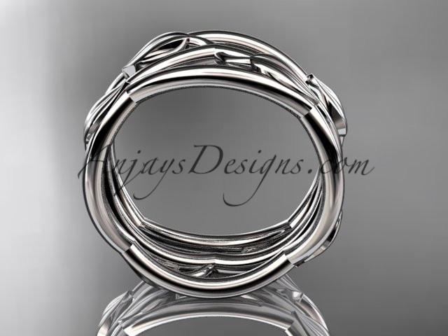 14kt white gold leaf and vine wedding ring,wedding band ADLR350G - AnjaysDesigns