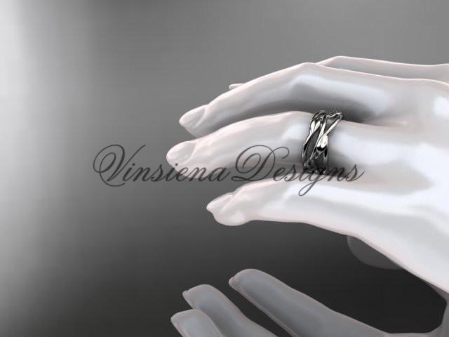 Platinum leaf and vine, flower wedding ring, wedding band ADLR350G