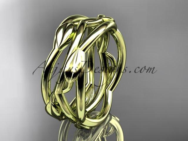14kt yellow gold leaf and vine wedding ring,wedding band ADLR350G - AnjaysDesigns