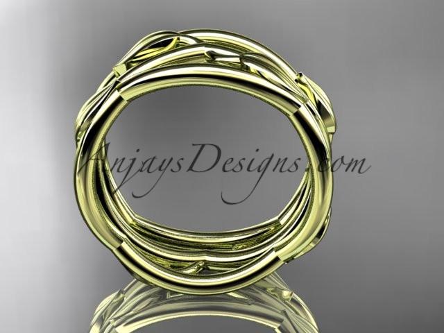 14kt yellow gold leaf and vine wedding ring,wedding band ADLR350G - AnjaysDesigns