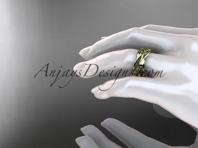 14kt yellow gold leaf and vine wedding ring,wedding band ADLR350G - AnjaysDesigns