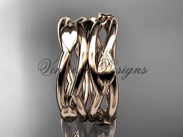 14kt rose gold leaf and vine wedding ring, wedding band ADLR351B