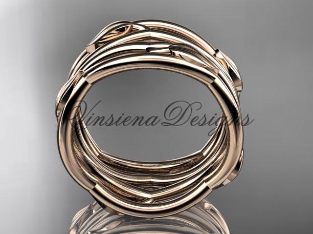 14kt rose gold leaf and vine wedding ring, wedding band ADLR351B