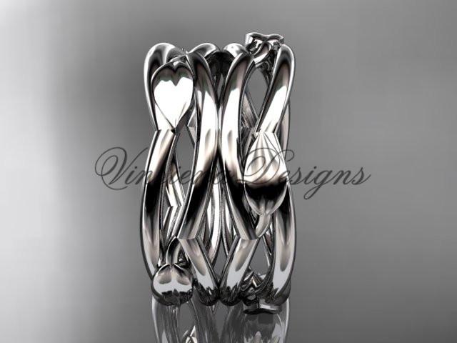 14kt white gold leaf and vine wedding ring, wedding band ADLR351B