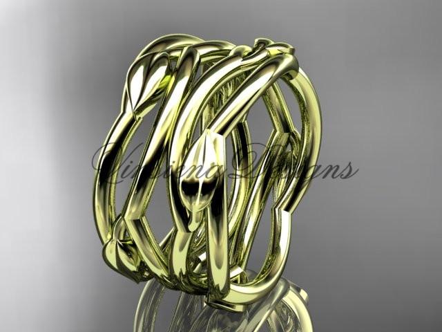 14kt yellow gold leaf and vine wedding ring, wedding band ADLR351B
