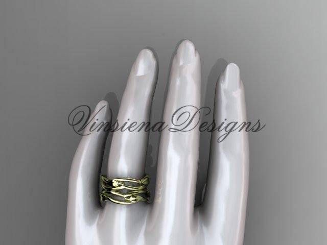 14kt yellow gold leaf and vine wedding ring, wedding band ADLR351B