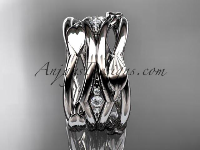 platinum leaf and vine wedding ring, wedding band ADLR351B - AnjaysDesigns