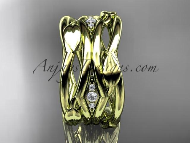 14kt yellow gold leaf and vine wedding ring, wedding band ADLR351B - AnjaysDesigns