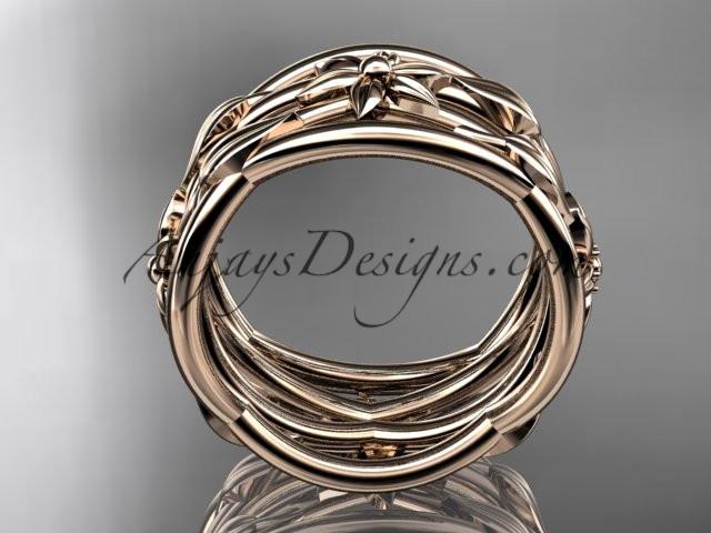 14kt rose gold leaf and vine, flower wedding ring,wedding band ADLR352G - AnjaysDesigns