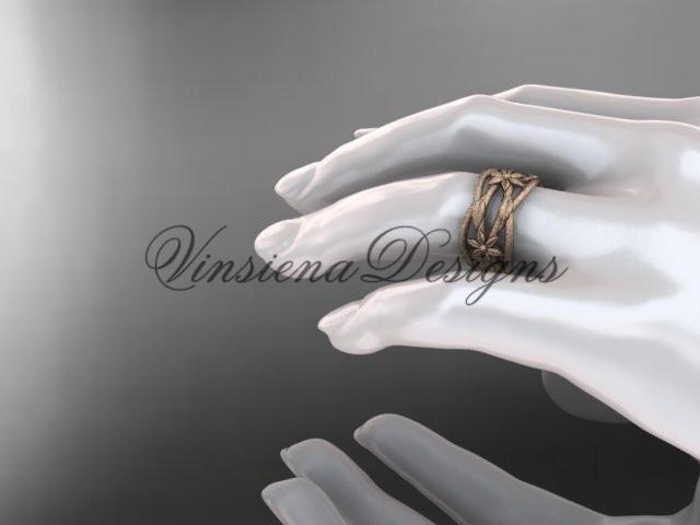 14kt rose gold matte finish leaf, flower wedding ring, wedding band ADLR352G