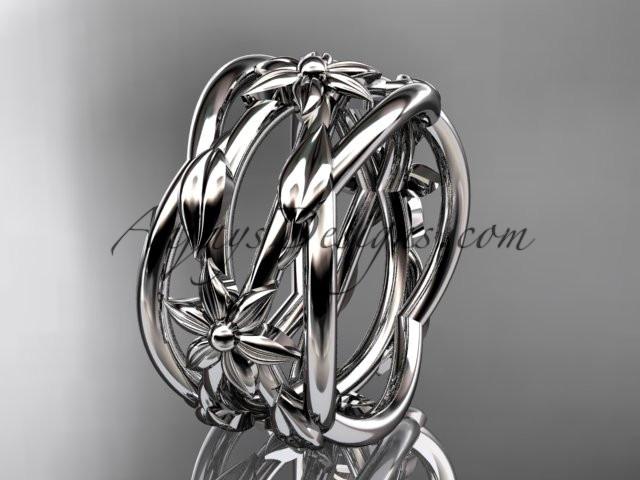 platinum leaf and vine, flower wedding ring,wedding band ADLR352G - AnjaysDesigns