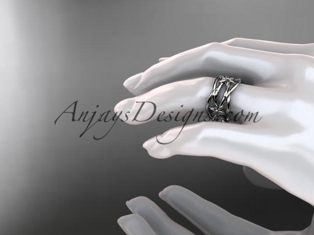 platinum leaf and vine, flower wedding ring,wedding band ADLR352G - AnjaysDesigns