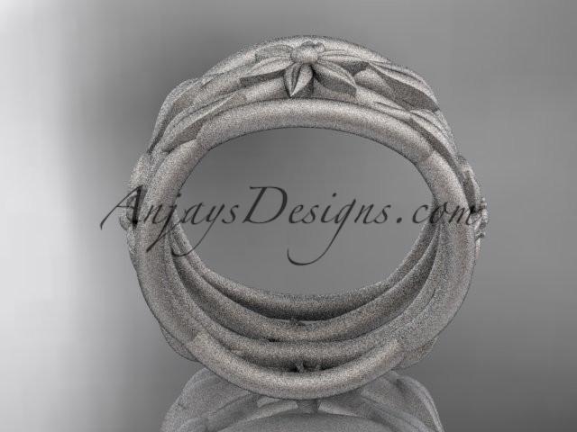 platinum matte finish leaf and vine, flower wedding ring,wedding band ADLR352G - AnjaysDesigns