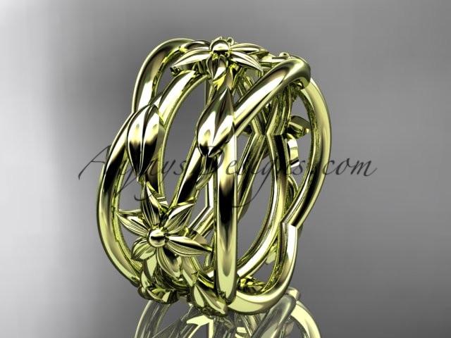 14kt yellow gold leaf and vine, flower wedding ring,wedding band ADLR352G - AnjaysDesigns