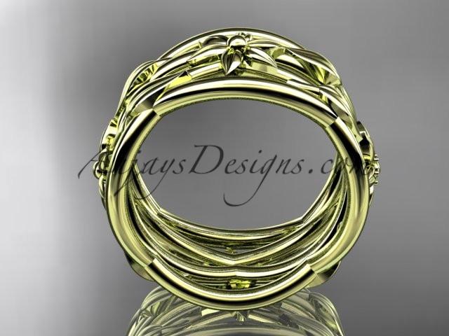 14kt yellow gold leaf and vine, flower wedding ring,wedding band ADLR352G - AnjaysDesigns