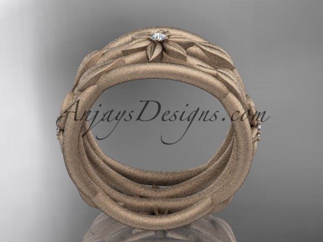 14kt rose gold matte finish leaf and vine, flower wedding ring,wedding band ADLR352B - AnjaysDesigns